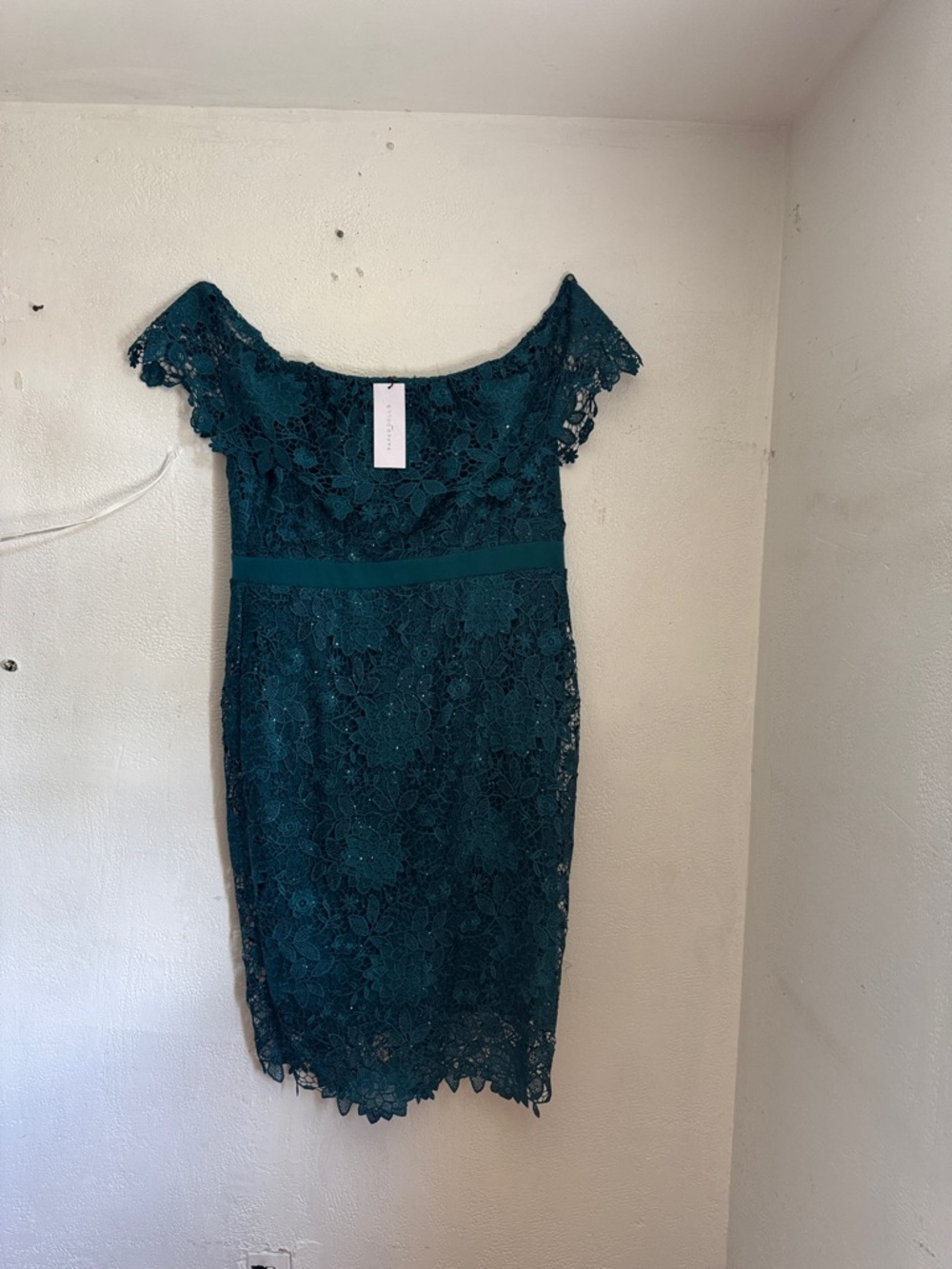 paper doll Teal Lace One-Shoulder Sheath Dress size 22
